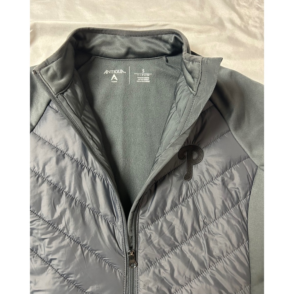 Antigua Philadelphia Phillies MLB Hybrid Quilted Full Zip Jacket Gray Womens S - Picture 3 of 15